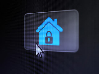 Image showing Protection concept: Home on digital button background