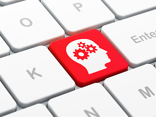 Image showing Information concept: Head With Gears on computer keyboard backgr