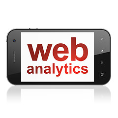 Image showing Web design concept: Web Analytics on smartphone