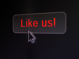 Image showing Social media concept: Like us! on digital button background