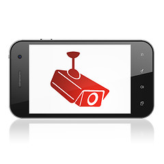 Image showing Protection concept: Cctv Camera on smartphone