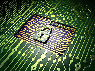 Image showing Business concept: Folder With Lock on circuit board background