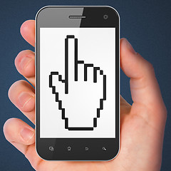 Image showing Web development concept: Mouse Cursor on smartphone