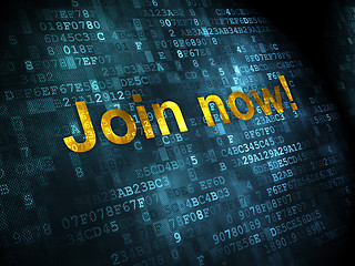 Image showing Social network concept: Join now! on digital background