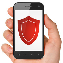 Image showing Safety concept: Shield on smartphone