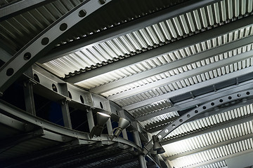 Image showing Metal roof structure of a modern building