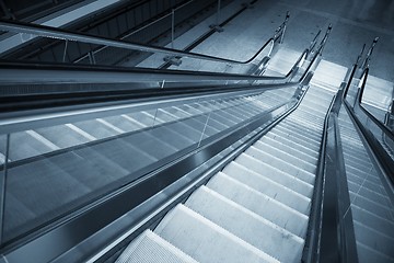 Image showing Moving escalator in the business center