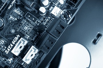 Image showing Printed computer motherboard with SATA Ports