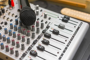 Image showing Closeup photo of an audio mixer