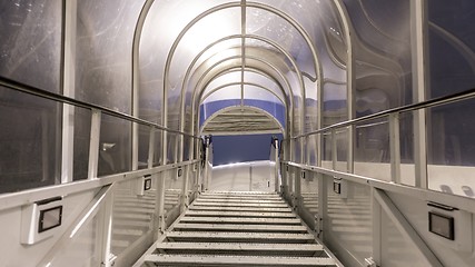 Image showing White gangway interior for an airplane