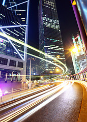 Image showing Hong Kong city with traffic trail