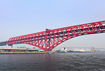 Image showing Red bridge in Osaka