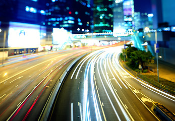 Image showing Highway in Hong Kong at night