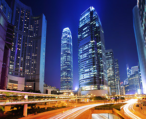 Image showing Busy traffic in Hong Kong at night