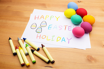 Image showing Kid drawing for easter holiday