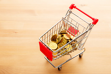 Image showing Trolley with golden coin