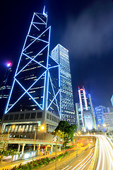 Image showing Busy traffic in Hong Kong at night