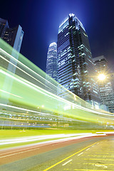 Image showing Busy traffic in Hong Kong at night