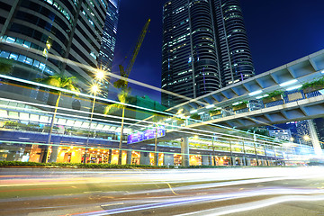 Image showing Fast moving traffic trail in Hong Kong