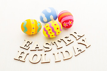 Image showing Easter egg with wooden text