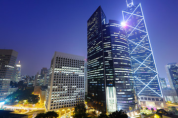 Image showing Central business district in Hong Kong at night