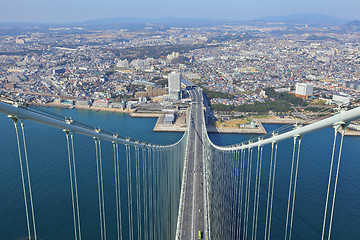 Image showing Akashi Kaikyo bridge viewing Kobe 