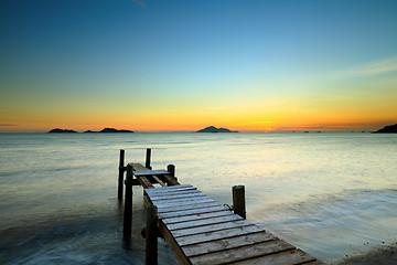 Image showing Wooden jetty with seascape