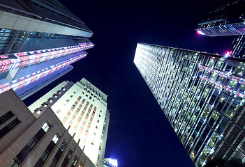 Image showing Modern building from low angle at night