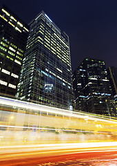 Image showing Hong Kong city with traffic trail