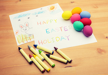 Image showing Easter egg and kid drawing