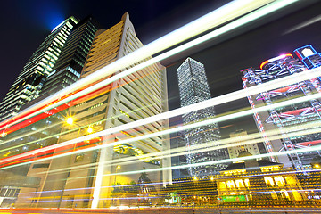 Image showing Busy traffic in Hong Kong at night