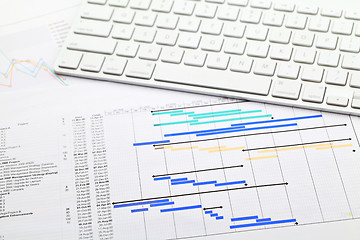 Image showing Project management with gantt chart and keypad