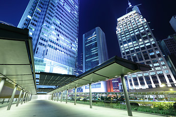 Image showing Financial district in Hong Kong at night