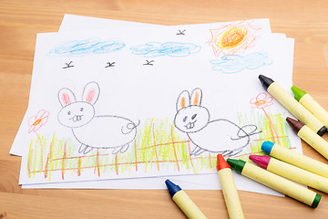 Image showing Child drawing for easter holiday