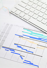 Image showing Gantt chart and keypad