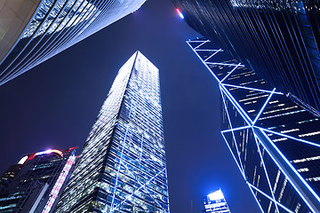 Image showing Crorporate building to sky at night