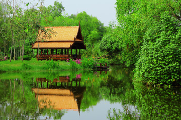 Image showing Thai sytle pavilion in garden