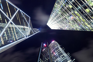 Image showing Skyscraper view in Hong Kong at night