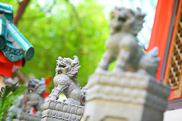 Image showing Lion statue in chinese temple