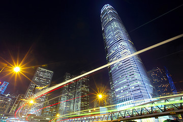 Image showing Traffic in Hong Kong at night