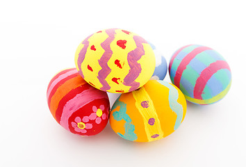 Image showing Colorful Easter eggs on white background 