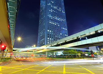 Image showing Hong Kong city with traffic trail