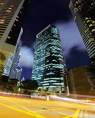 Image showing Fast moving traffic in Hong Kong at night