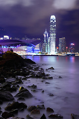 Image showing Hong Kong downtown with beach at night