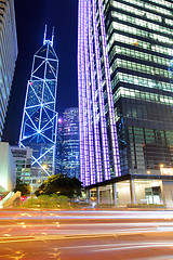 Image showing Hong Kong city with traffic trail