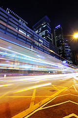 Image showing Busy traffic in Hong Kong at night