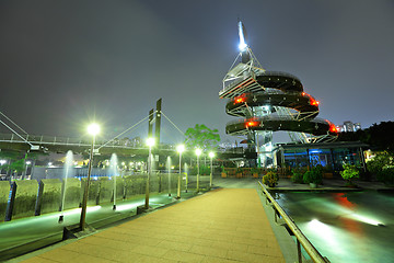 Image showing Spiral Lookout Tower of Tai Po Waterfront Park in Hong Kong 