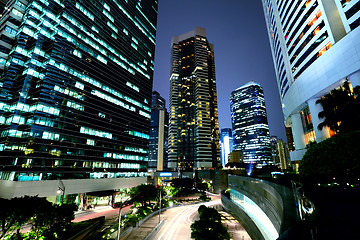 Image showing Corporate building in Hong Kong at night