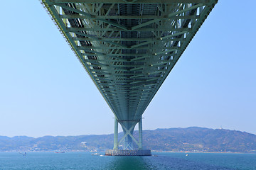 Image showing Bottom view of akashi Kaikyo bridge