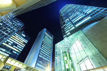 Image showing Skyscraper from low angle at night